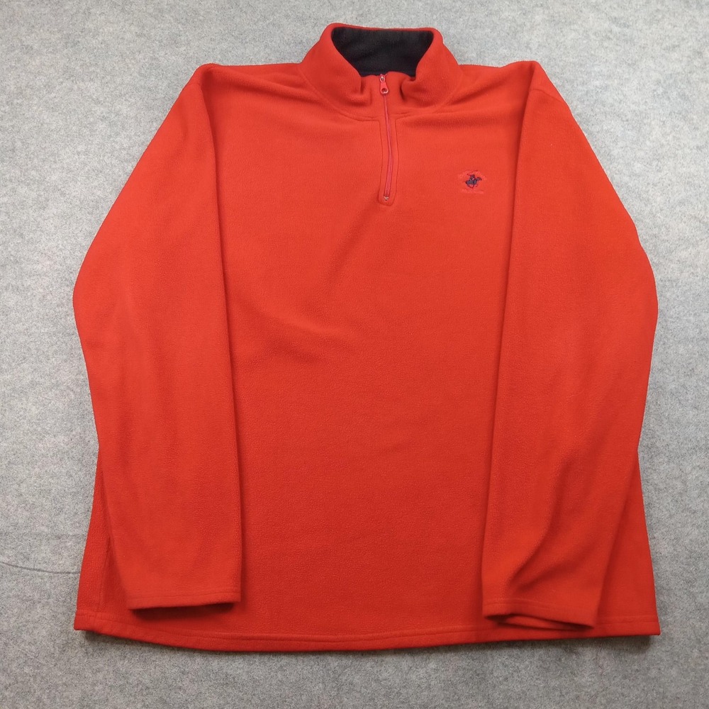 Beverly Hills Polo Club Sweater Mens 2XL Red Fleece Quarter Zip Pullover*